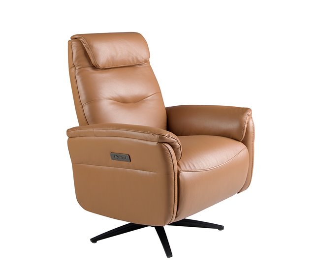 Sillón relax giratorio tapizado en piel Marron