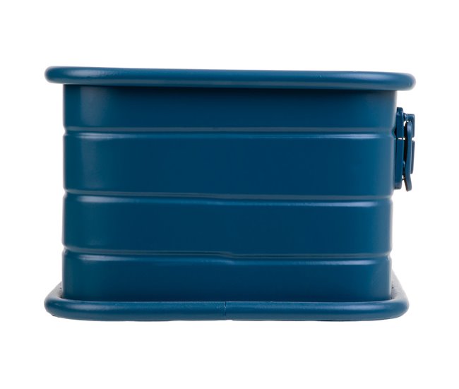 Cesto rectangular de metal impreso Azul