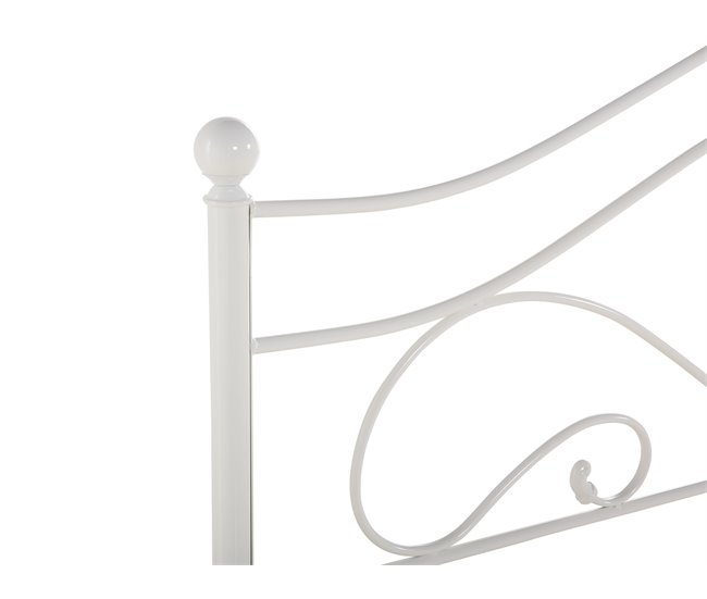Beliani Cama con somier Metal LYRA 162x209 Blanco