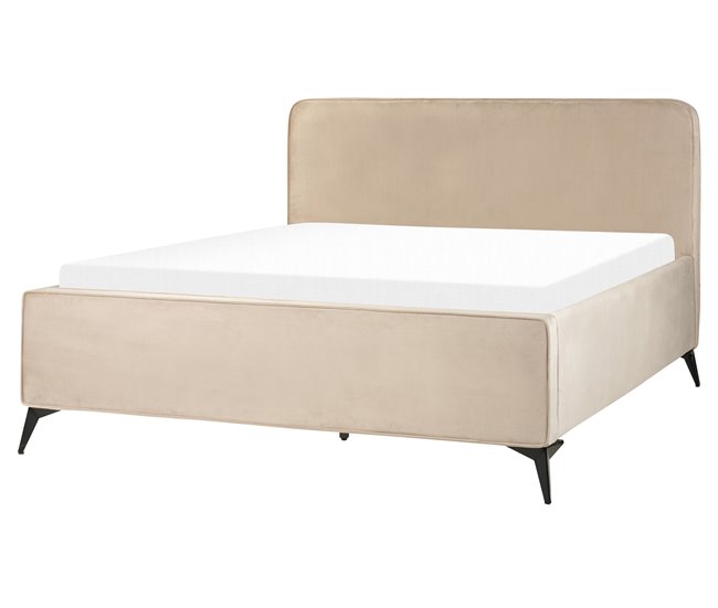 Beliani Cama con somier Terciopelo VALOGNES 172x220 Beige