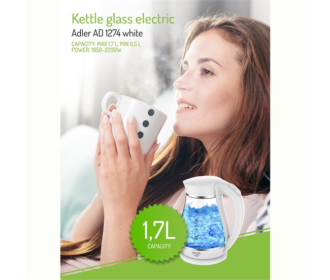 Hervidor de Agua Eléctrico Adler AD 1274W Blanco