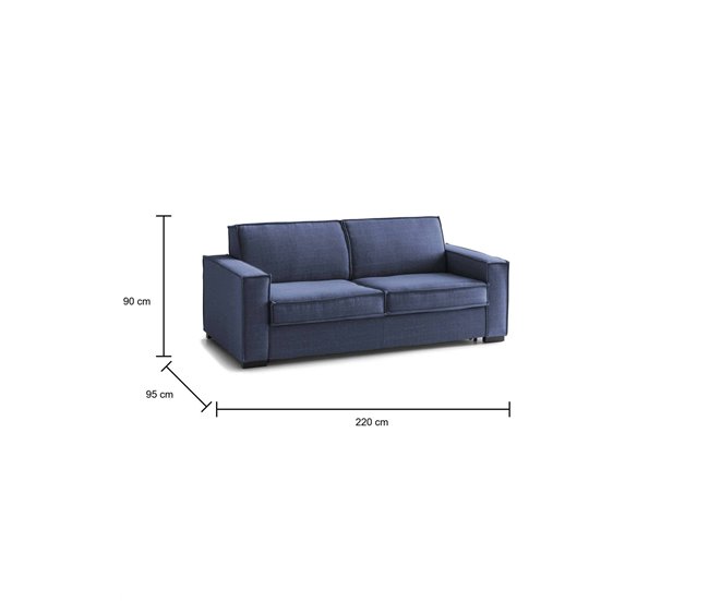Sofá cama 3 plazas en tela Daabiz Azul Marino
