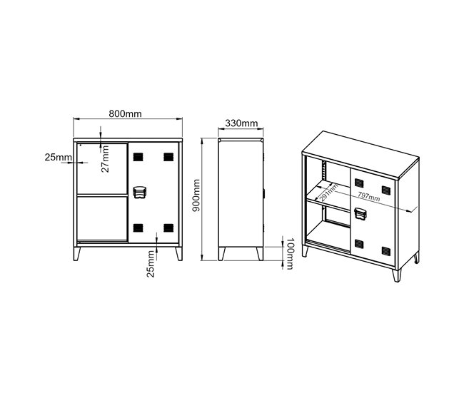 Armario de oficina Oripää con estante regulable acero Gris Oscuro