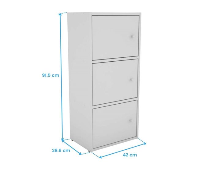 Estantería Plea melamina con armario 3 puertas y 3 niveles 42 Blanco