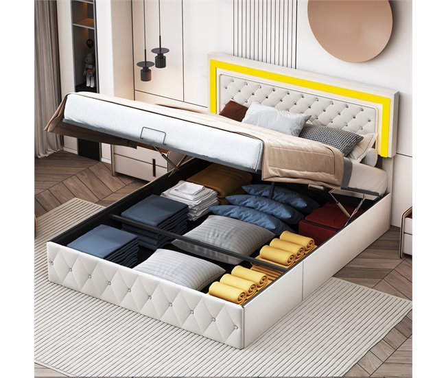 Cama con almacenamiento 200x180 Beige