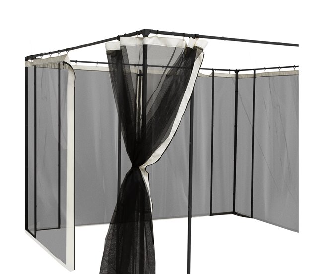 4 Paneles Laterales de Mosquitera para Carpa Poliéster, Nylon 352x0 Negro