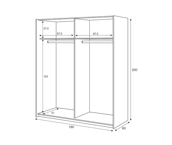 Armario 2 puertas efecto madera 180 Blanco/ Madera