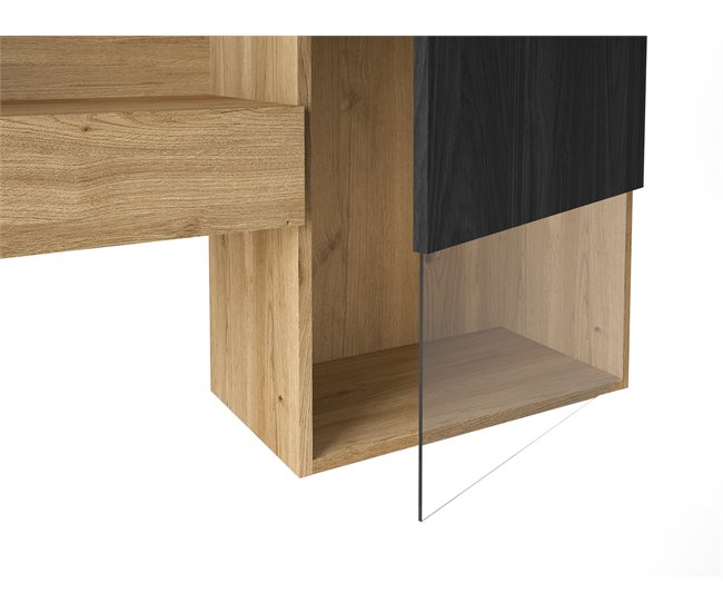 Compacto TV 265cm 3 puertas FERRARA Negro/ Madera