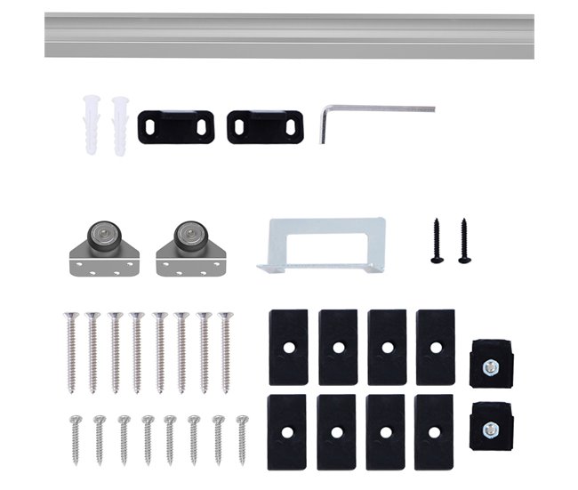 Herraje para Puerta Corredera Metal, Plástico HOMCOM 186 Plateado