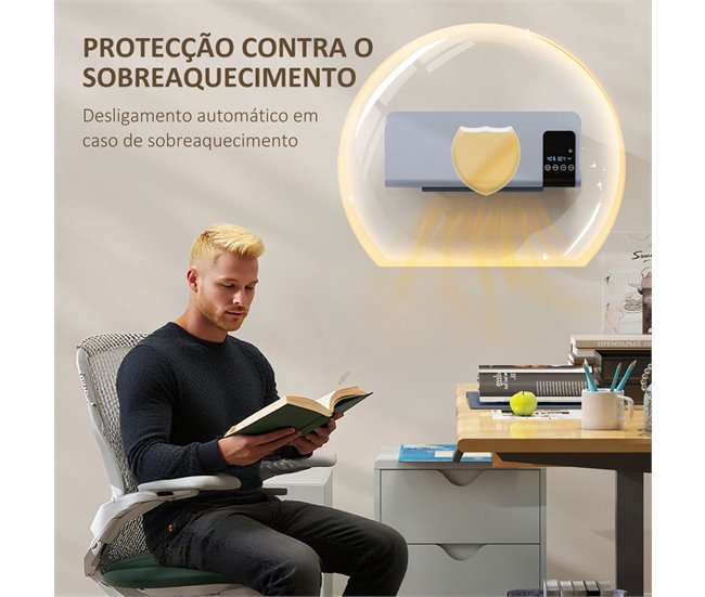 Calentador Eléctrico Pared ABS HOMCOM, hogar - climatización Gris