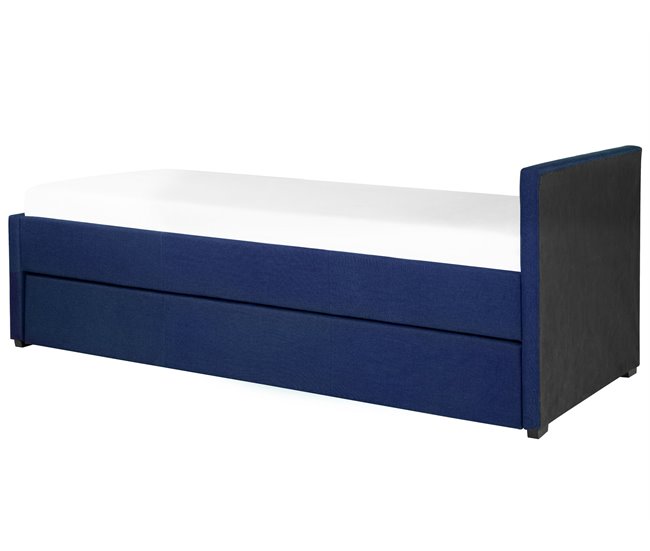 Beliani Cama nido Poliéster MARMANDE 96x214 Azul Marino