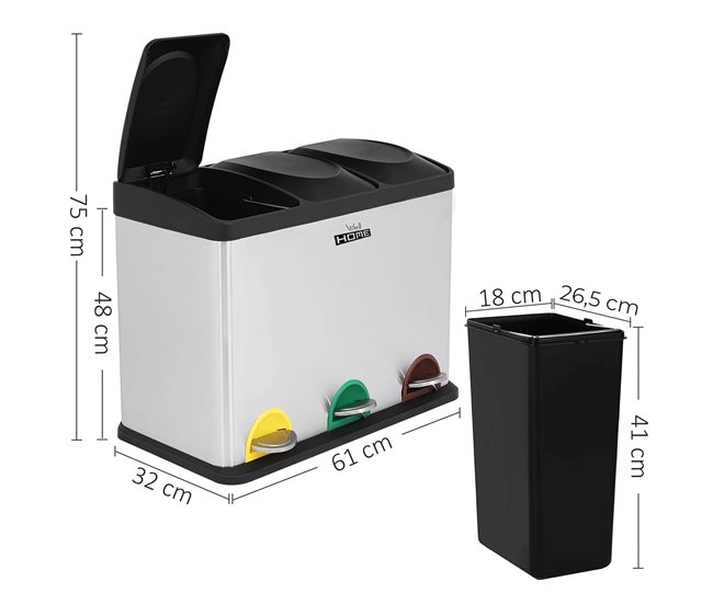 Cubo de reciclaje ecológico Gris Claro