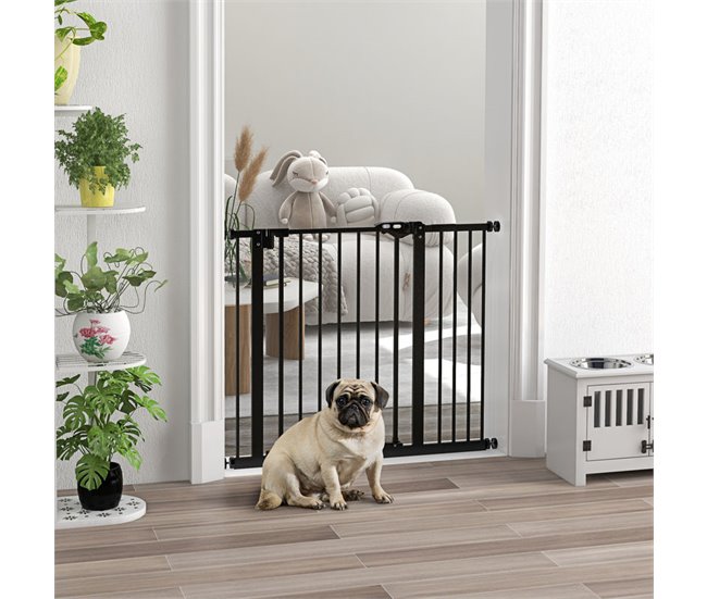 Barrera de Seguridad Metal, Plástico PawHut Negro