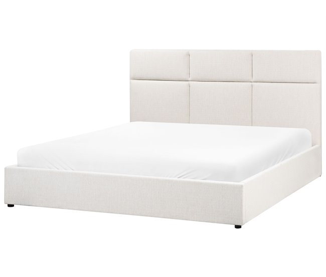 Beliani Cama con almacenaje Poliéster LAGORD 180x214 Crema