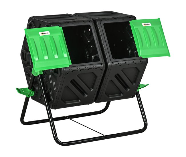 Compostador PP, Acero Outsunny Negro