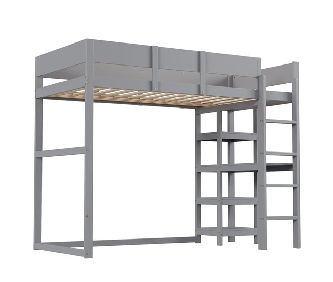 Cama alta para niños 96x204 Gris