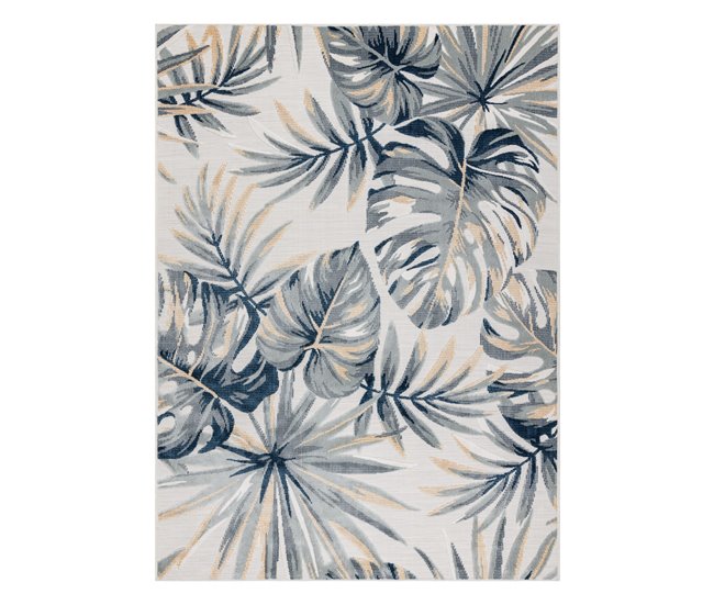 Alfombra Estructural BOTANIC 65265 Hojas de monstera tejido plano 157x220 Beige