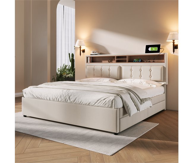 Camas de matrimonio 204x164 Beige