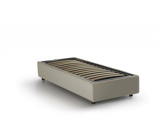 Cama individual en tela Beige