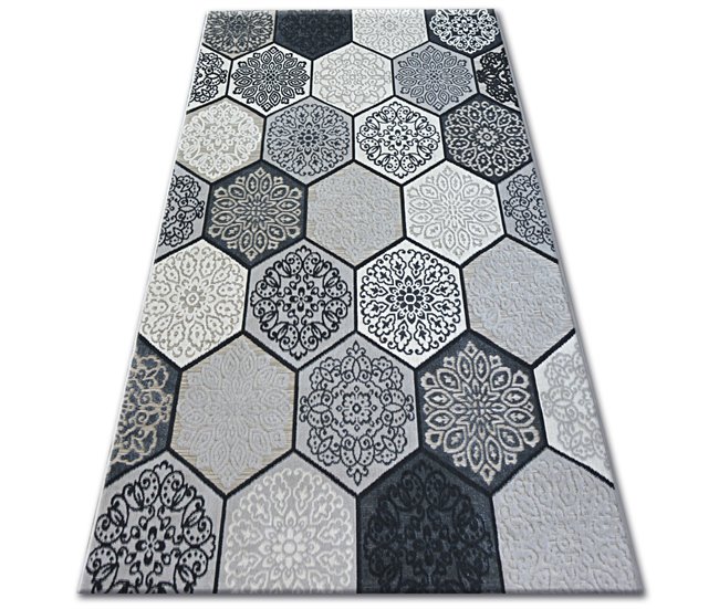 Alfombra LISBOA 27212/356 Hexágono Panal de Abeja 80x150 Gris
