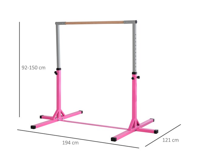 Barra de Gimnasia Acero HOMCOM, deportes y ocio - musculación Rosa