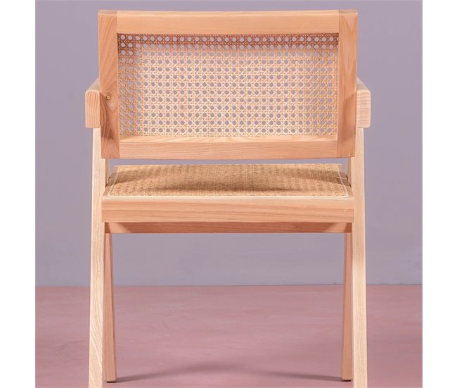 Silla clásica con reposabrazos en rattan y fresno - Compass Fresno