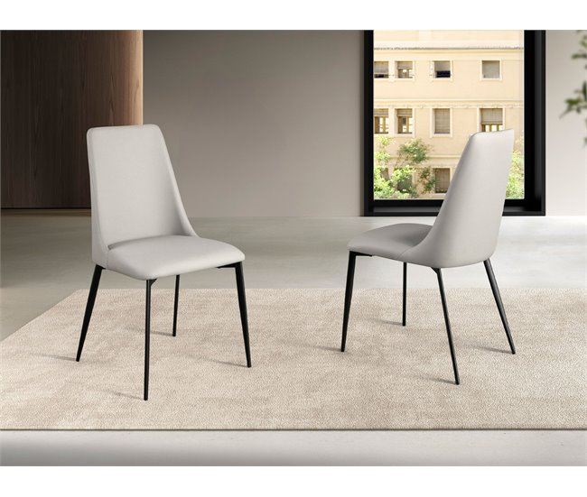 ANGEL CERDA Silla polipiel gris claro Gris