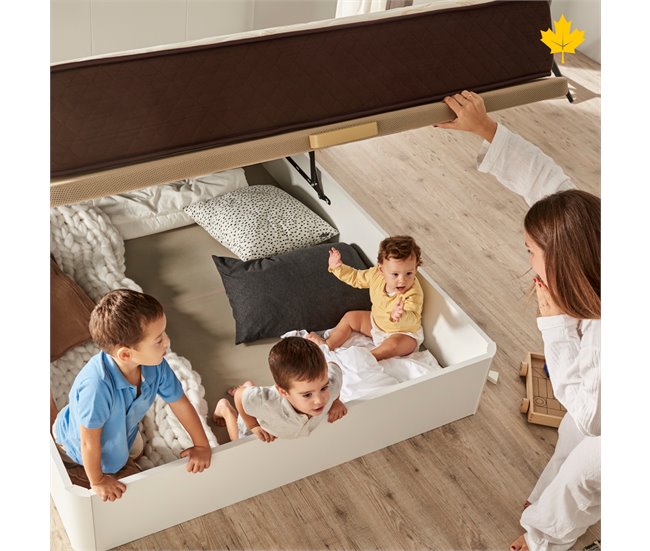 Canape Abatible Descansin | Patas en Madera de Haya Maciza 135x190 Beige