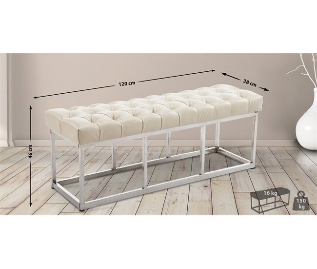 Banco - Amun - Simil cuero 120x38 Crema