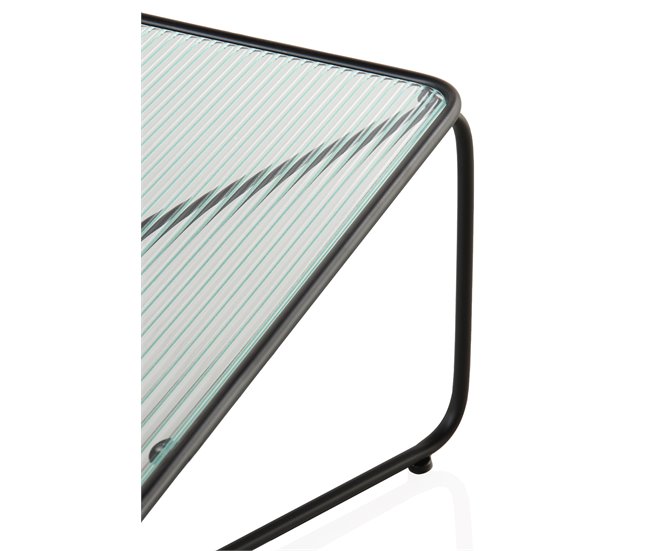 Mesa de centro de metal con tapa de cristal Negro