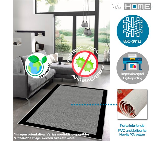 Alfombra De 60 X 100Cm 100x60 Gris