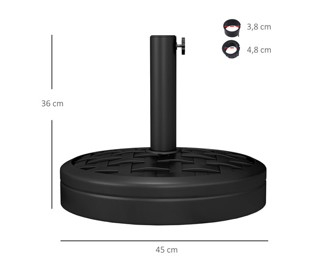 Base de Sombrilla HDPE, Cemento Outsunny Negro