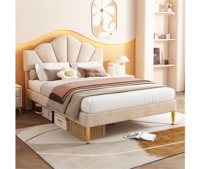 Marco de la cama 190x140 Beige