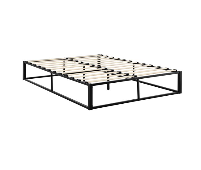 Cama Doble (Kreta) con listón de cama metal-acero 143x203 Negro