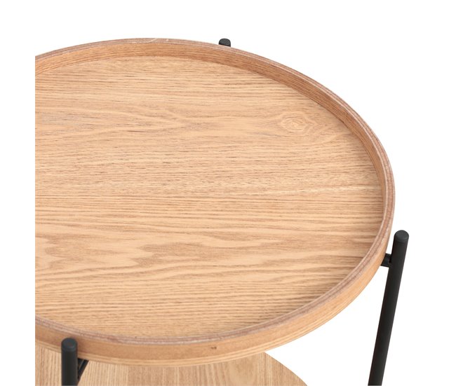 Mini mesa ROUND madera y metal Natural