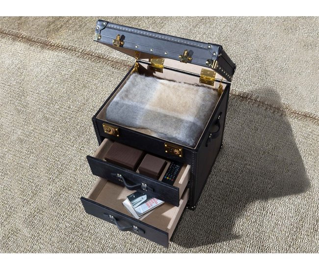 ANGEL CERDA Baúl piel 55 Negro/ Dorado