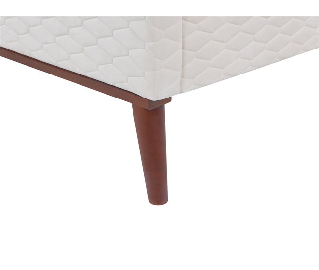Beliani Cama con somier Terciopelo BAYONNE 171x212 Blanco/ Beige