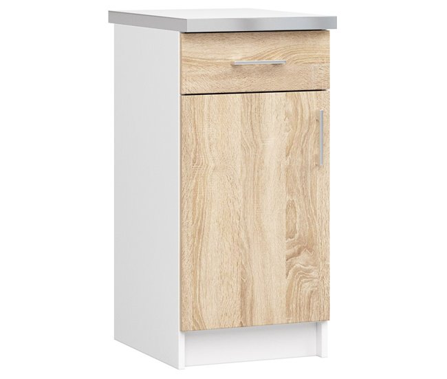 Armario de Cocina Independiente LIMA AKORD con 2 estantes 40 Blanco/ Madera