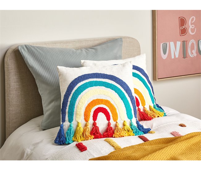Beliani Cojín decorativo DORSTENIA Blanco/ Beige