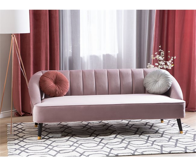 Beliani Sofá de 3 plazas Terciopelo ALSVAG Azul Marino