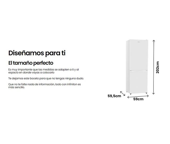 Frigorifico Combi Infiniton FGC-A204BNF, 304 L, No Frost Total Blanco