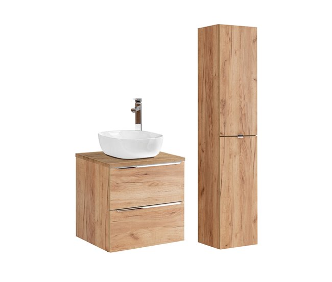 Conjunto mueble lavabo individual y columna April 60 Blanco