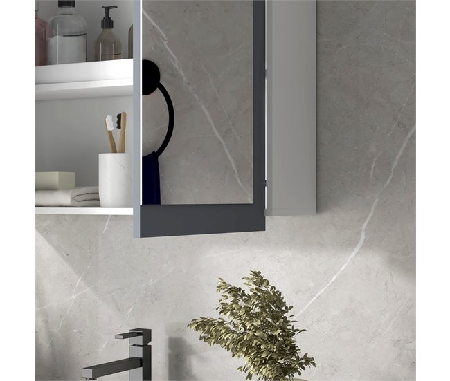 Armario con Espejo MDF, Vidrio kleankin, hogar - baño Blanco