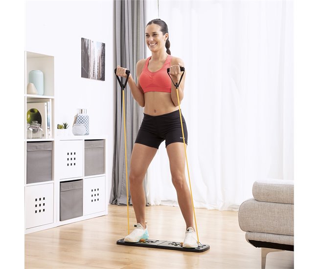 Tabla de Flexiones Push-Up con Bandas de Resistencia y Guía de Ejercicios Negro