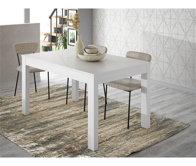 Mesa comedor extensible MONTREAL blanco Blanco Brillo