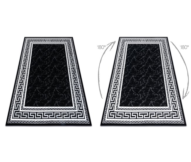 Alfombra GLOSS moderno 2813 87 elegante marco griego 160x220 Negro