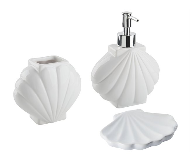 Beliani Conjunto de accesorios de baño SHELL Blanco
