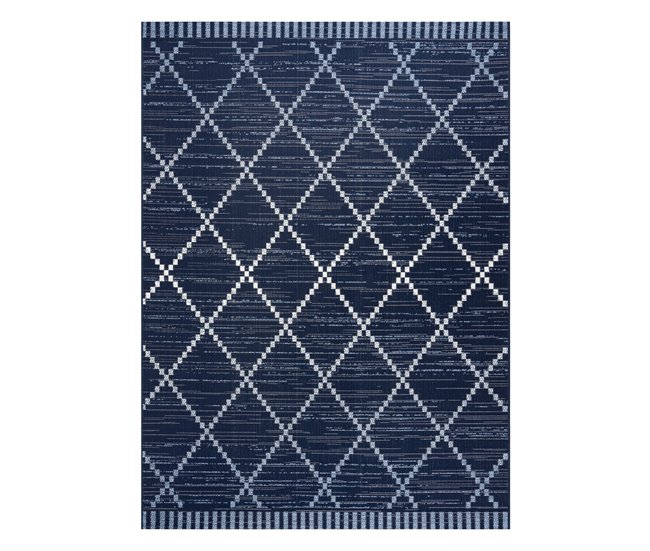 Alfombra de cuerda sisal COLOR 47268/309 Rombos Cuadrados 140x200 Azul
