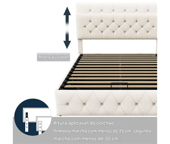 Cama, cama doble, cama funcional. 147x202 Beige