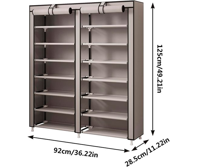 Armario Zapatero Tela 2 Puertas Cremallera Nyana Home 28 pares 92 Beige